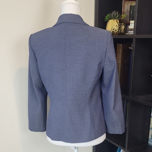 CALVIN KLEIN Blue Vicose Blend Notched Lapel Silvertone Grommet Detail Blazer - Picture 8 of 14
